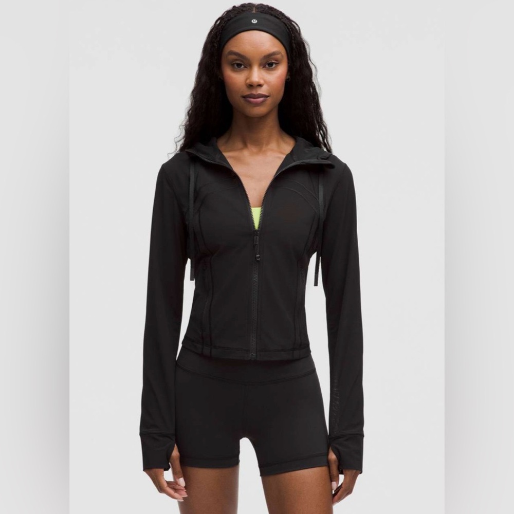 Lululemon NWT Define Cropped Hoodie Mesh Jacket Black Size 4